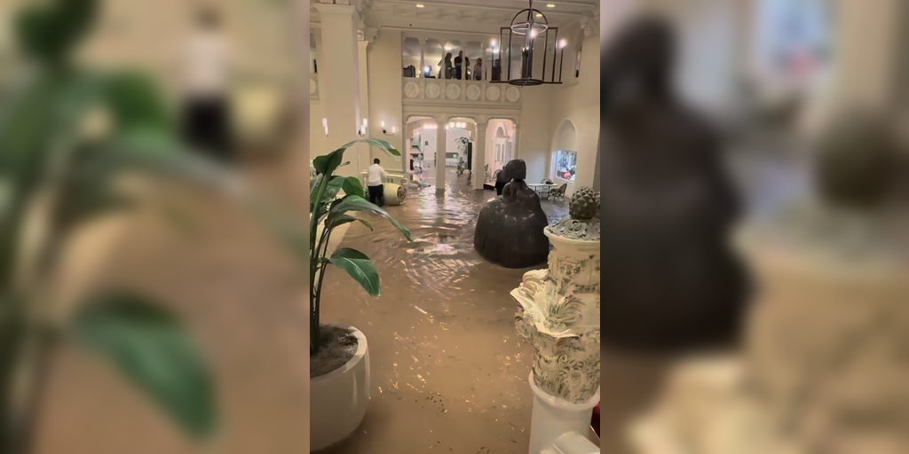 Watch: Historic Florida resort reopens after flash flooding swamps lobby in viral video